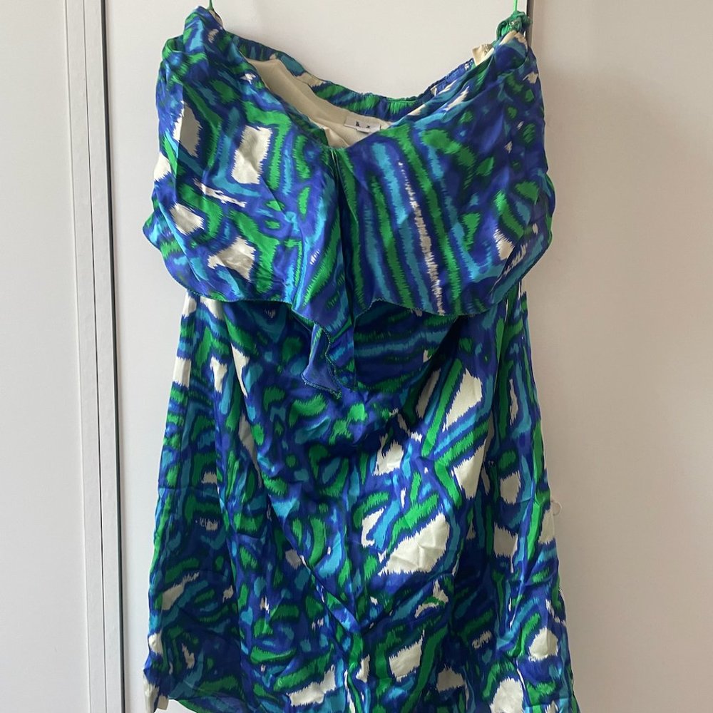 Halston Heritage Strapless Silk Dress